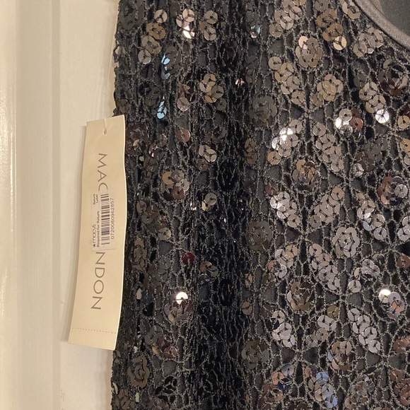 Maggy London NWT black sleeveless sequin shift dress with scalloped hem - Picture 4 of 7